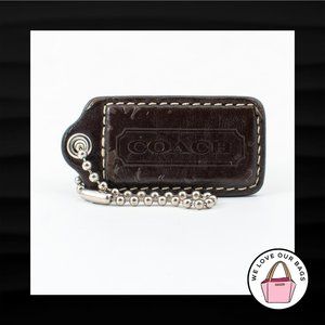 2.5" Large COACH BROWN LEATHER KEY FOB BAG CHARM KEYCHAIN HANGTAG TAG